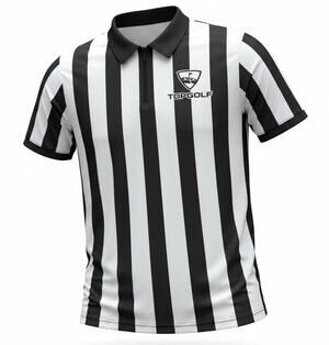 NWT Referee Stripe polo Shirt Black White Soccer Costume Top Golf Sports Party M